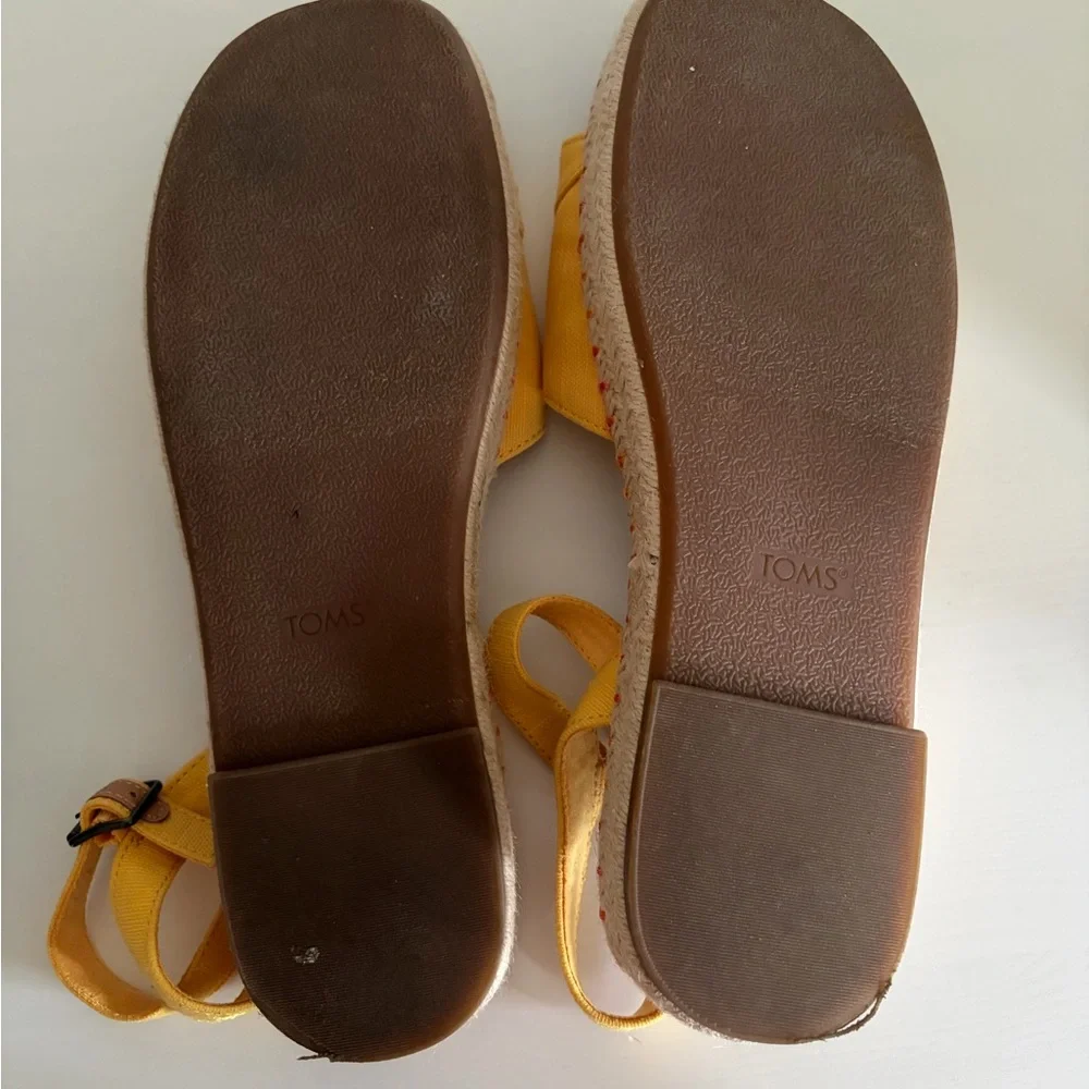 TOMS Yellow Cross-Front Espadrille Sandals with Ankle Strap